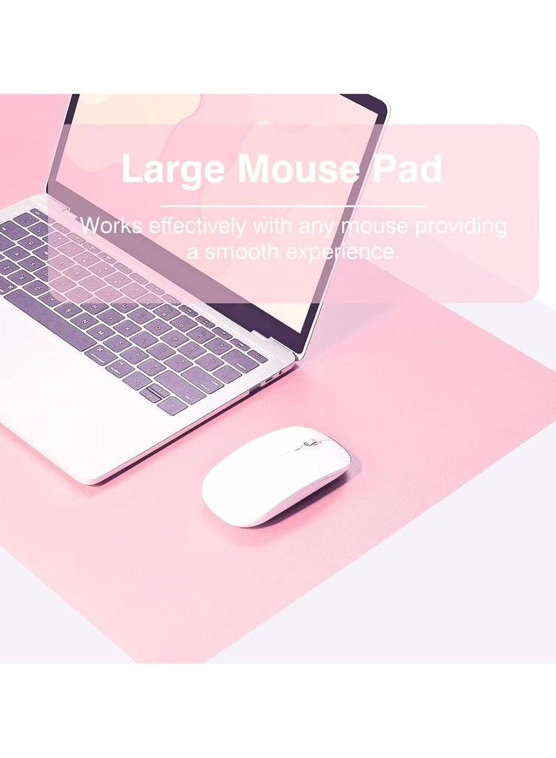 مزدوجة من جانب الجدول حصيرة / حصيرة مكتب كبير / ماء الجدول امتصاص موجة حماية لوحة الماوس / لوحة المفاتيح والفأرة مع الجلود حصيرة مكتب كبير ( 40 * 80cm ، الأزرق / الوردي ) - Image 4